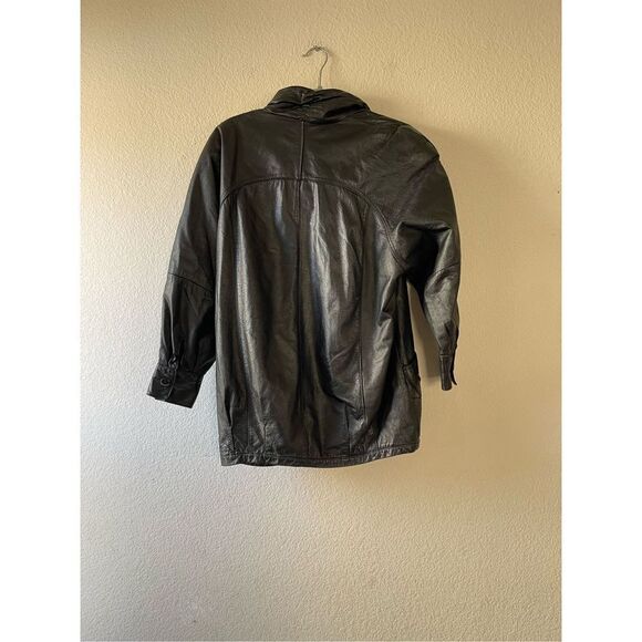 Vintage 80s balloon sleeve leather jacket size small - Picture 2 of 7